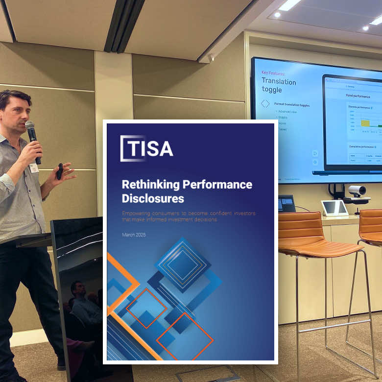 CEO of Life Moments, Ben Leonard, presents the research report on Rethinking Performance Disclosures, at TISA’s Inclusive Investing Conference.